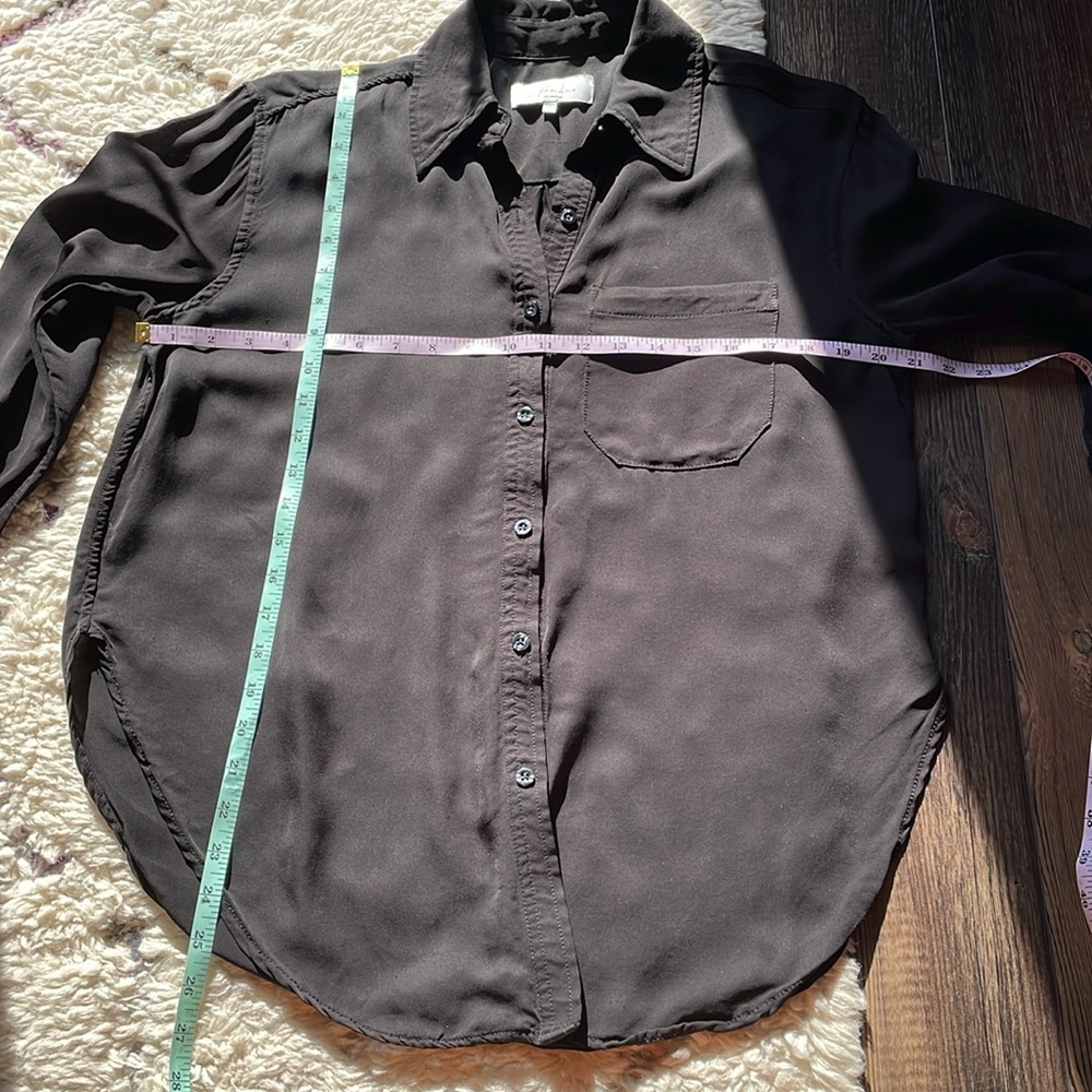 L’Acadamie Silky Black Collared Button Down Shirt Long‎ Sleeved Size Small - Picture 12 of 12
